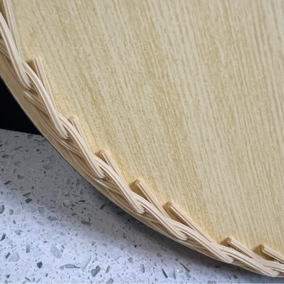 Vintage 1970 IMPERIAL Bullfinches Bird Round Melamine Wicker Woven Serving Tray - Picture 13 of 16